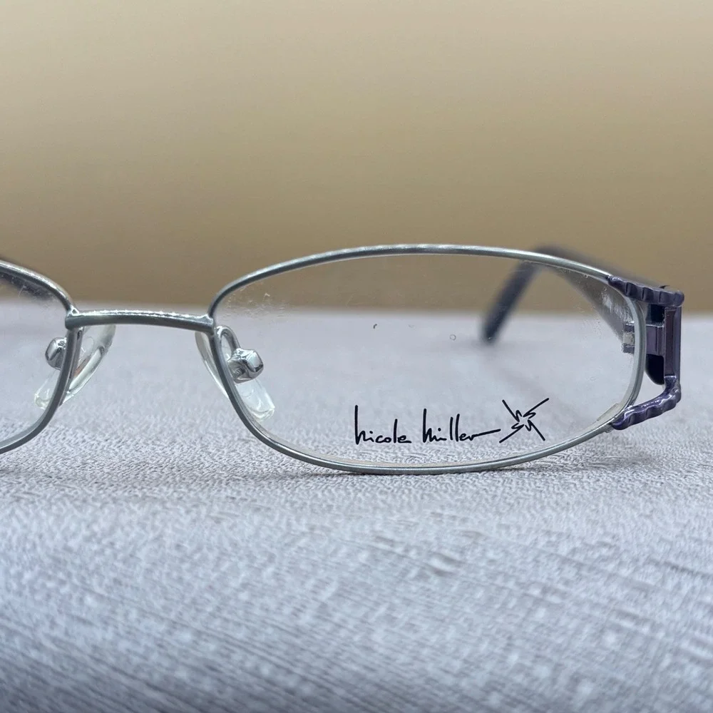 Nicole Miller Eyeglass Frames Women 49-15-130 Sterling Purple New Y2K Core